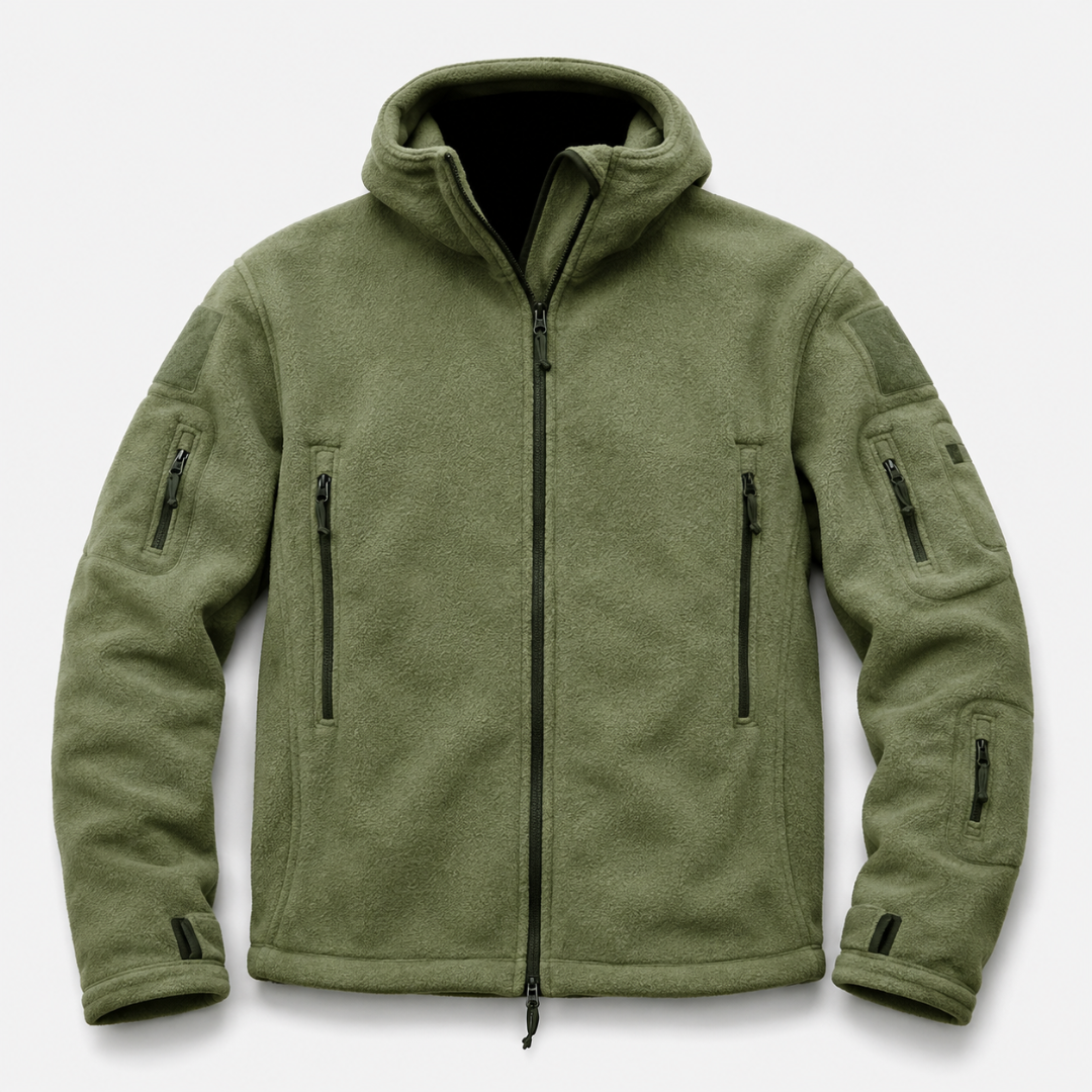 Winddichte Herren-Fleecejacke mit Kapuze – Warme Outdoor-Softshell