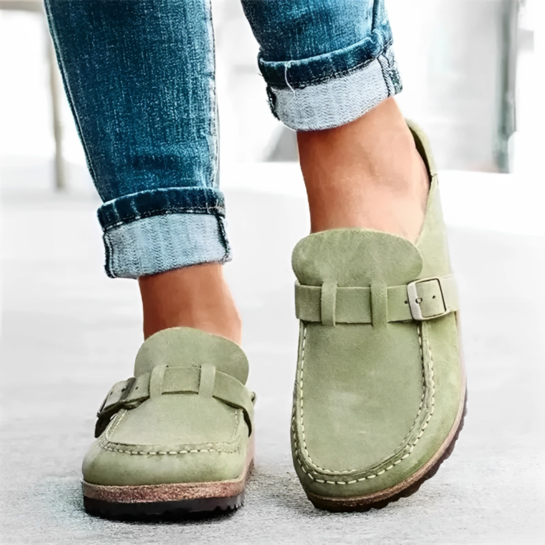 Damen Bequeme Walkingschuhe aus veganem Leder mit rutschfester PU-Sohle – OrthoSlipper