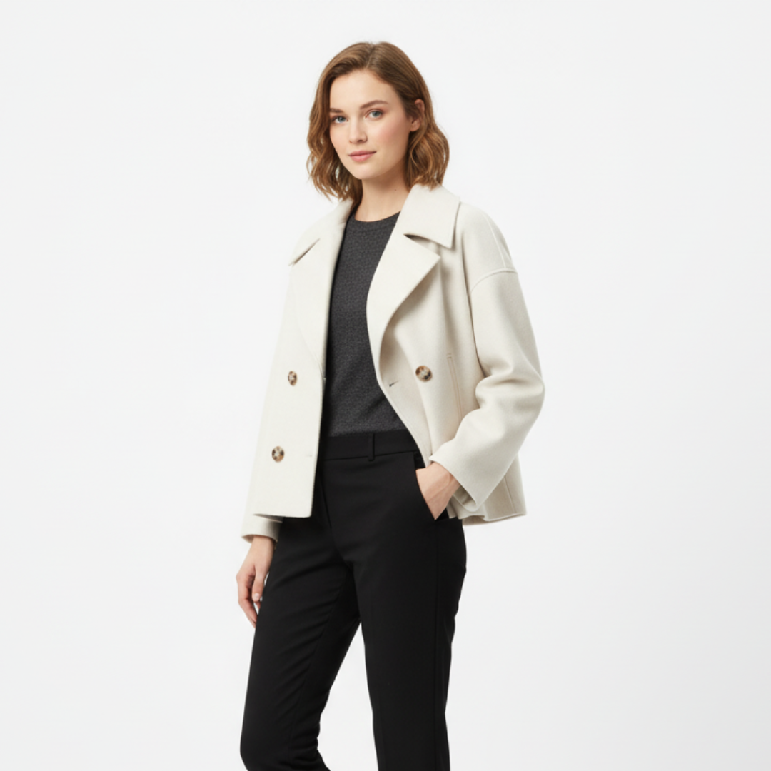 Damen Kurz geschnittener mantel – Vintage Zweireihige Jacke