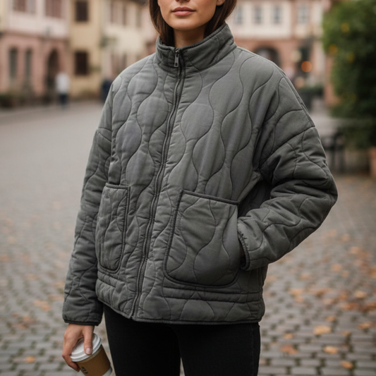 Mantel Damen gesteppt mit hohem Kragen & Taschen – QuiltaWarm Jacke