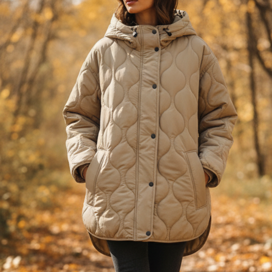 Mantel Damen mit Kapuze & Diamant-Steppdesign – ArcticWeave Coat