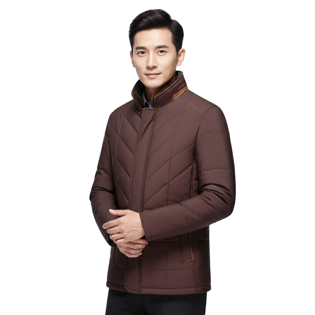 Herren Steppjacke mit Stehkragen – Warmer Gefütterter Wintermantel