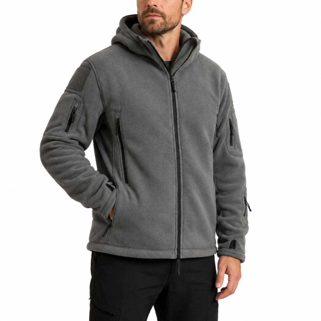 Winddichte Herren-Fleecejacke mit Kapuze – Warme Outdoor-Softshell