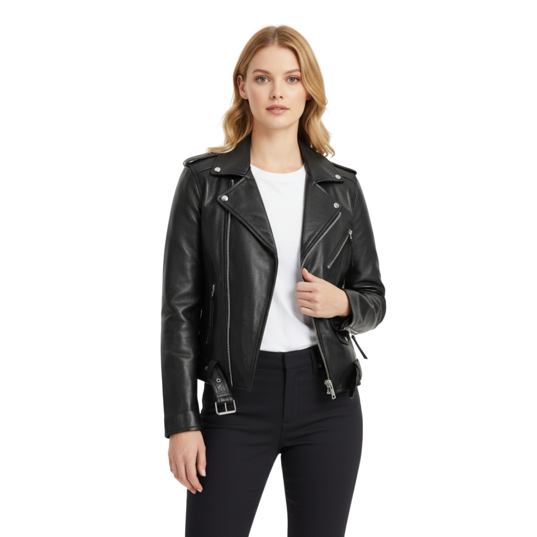 Damen Bikerjacke aus Kunstleder – Moto-Stil