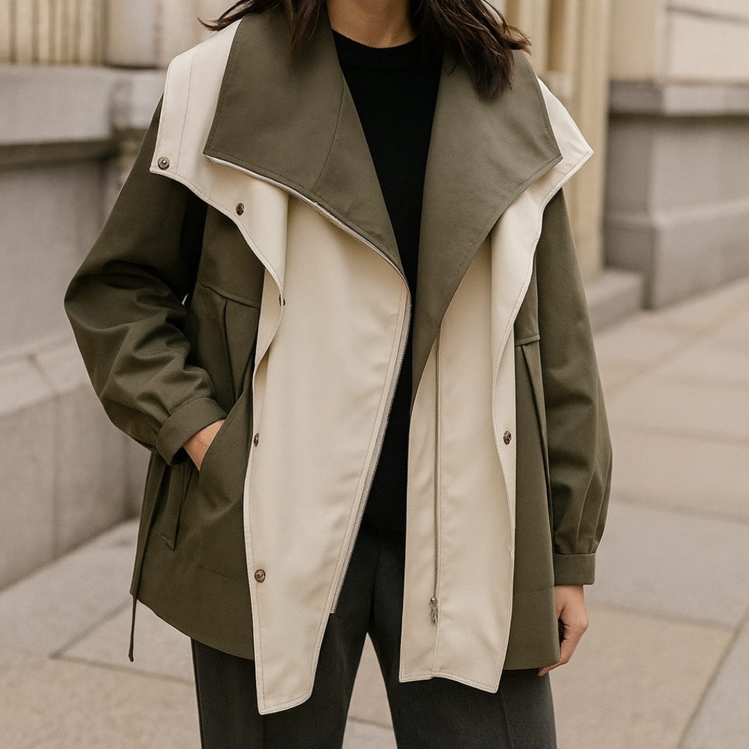Damen Übergangsjacke mit verstellbarer Taille & leichtem Design – NordBreeze Alva
