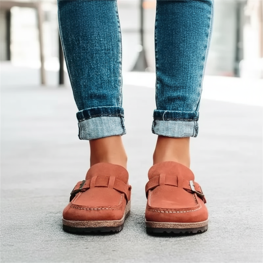 Damen Bequeme Walkingschuhe aus veganem Leder mit rutschfester PU-Sohle – OrthoSlipper