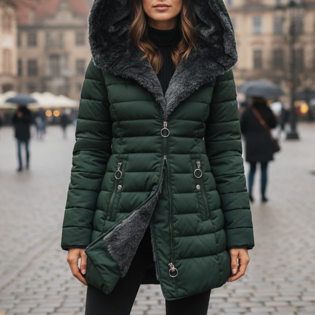 Damen Jacken mit Kunstfell-Futter & Asymmetrischem Reißverschluss – Chloe Coat