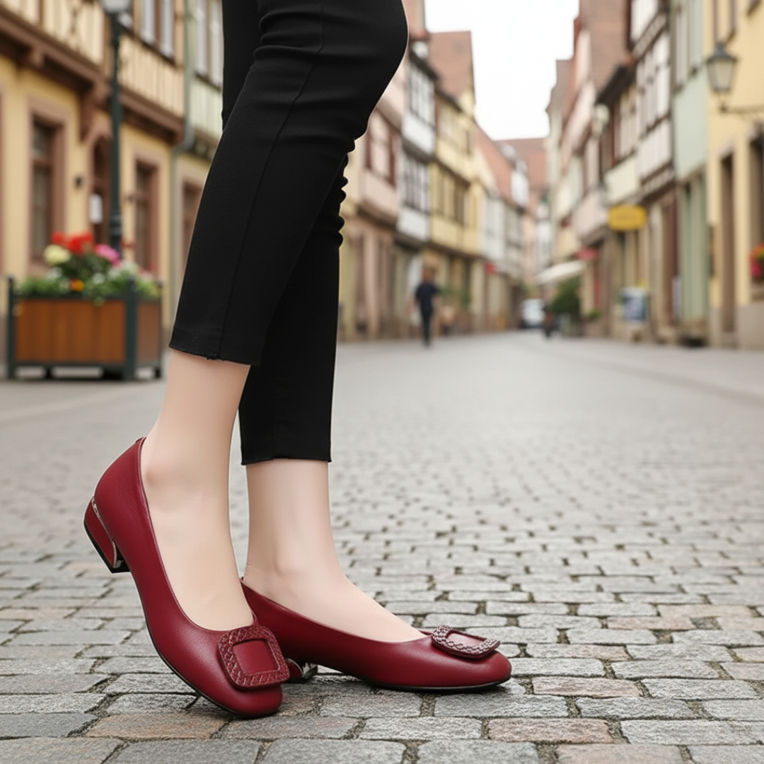 Orthopädische Walkingschuhe aus veganem Leder für Damen mit Komfort-Sohle – TerraVey EleganceStep