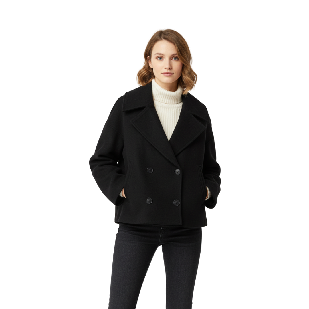 Damen Kurz geschnittener mantel – Vintage Zweireihige Jacke