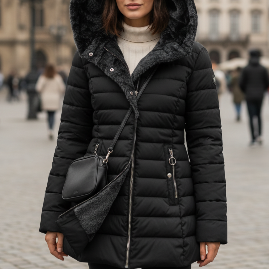 Damen Jacken mit Kunstfell-Futter & Asymmetrischem Reißverschluss – Chloe Coat