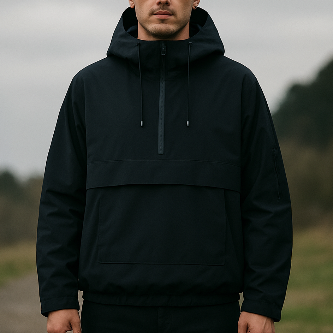 Wasserdichter Allwetter-Mantel mit Kapuze & Fronttasche – StormShield Parka
