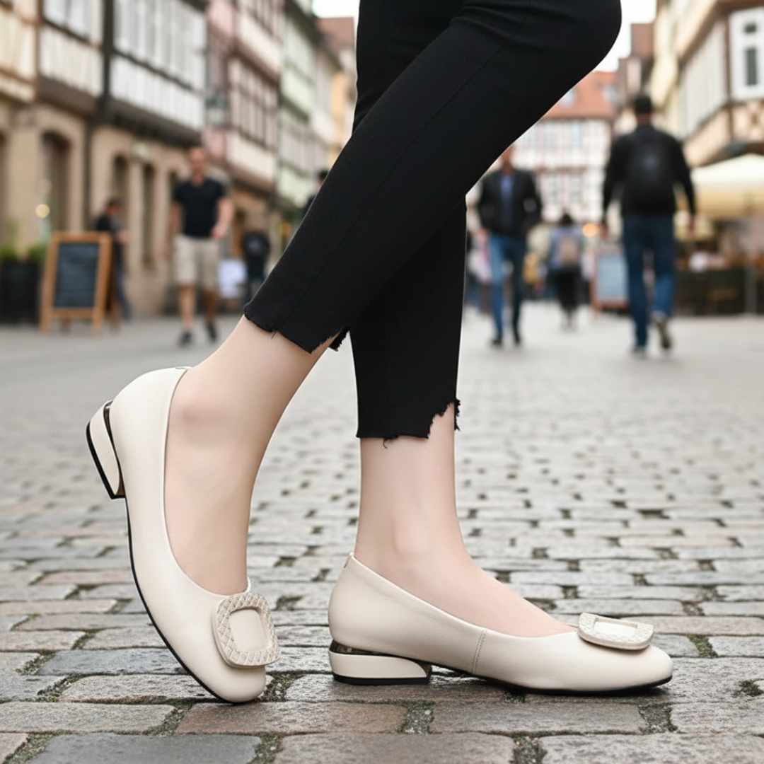 Orthopädische Walkingschuhe aus veganem Leder für Damen mit Komfort-Sohle – TerraVey EleganceStep