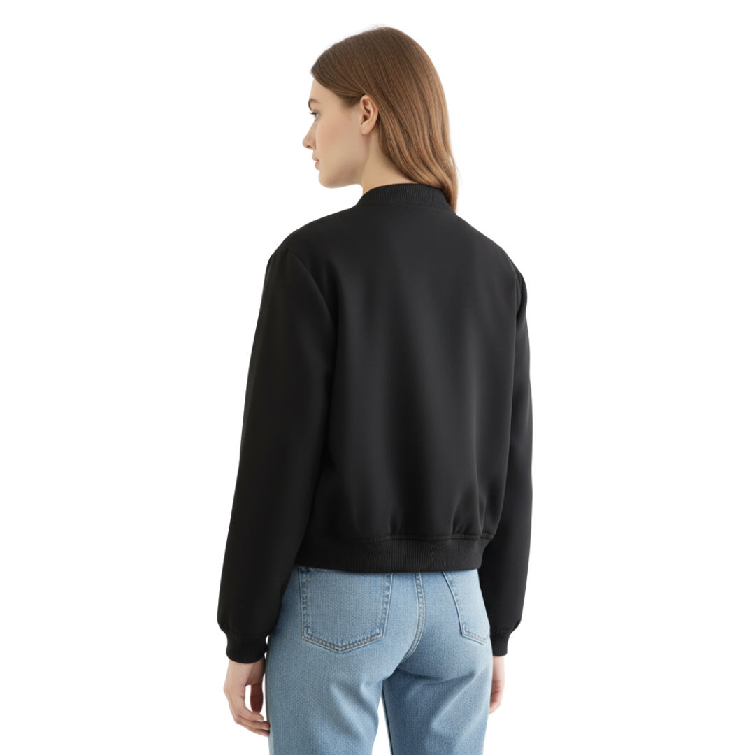 Damen Cropped Bomberjacke – Minimalistische Soft-Touch Reißverschlussjacke