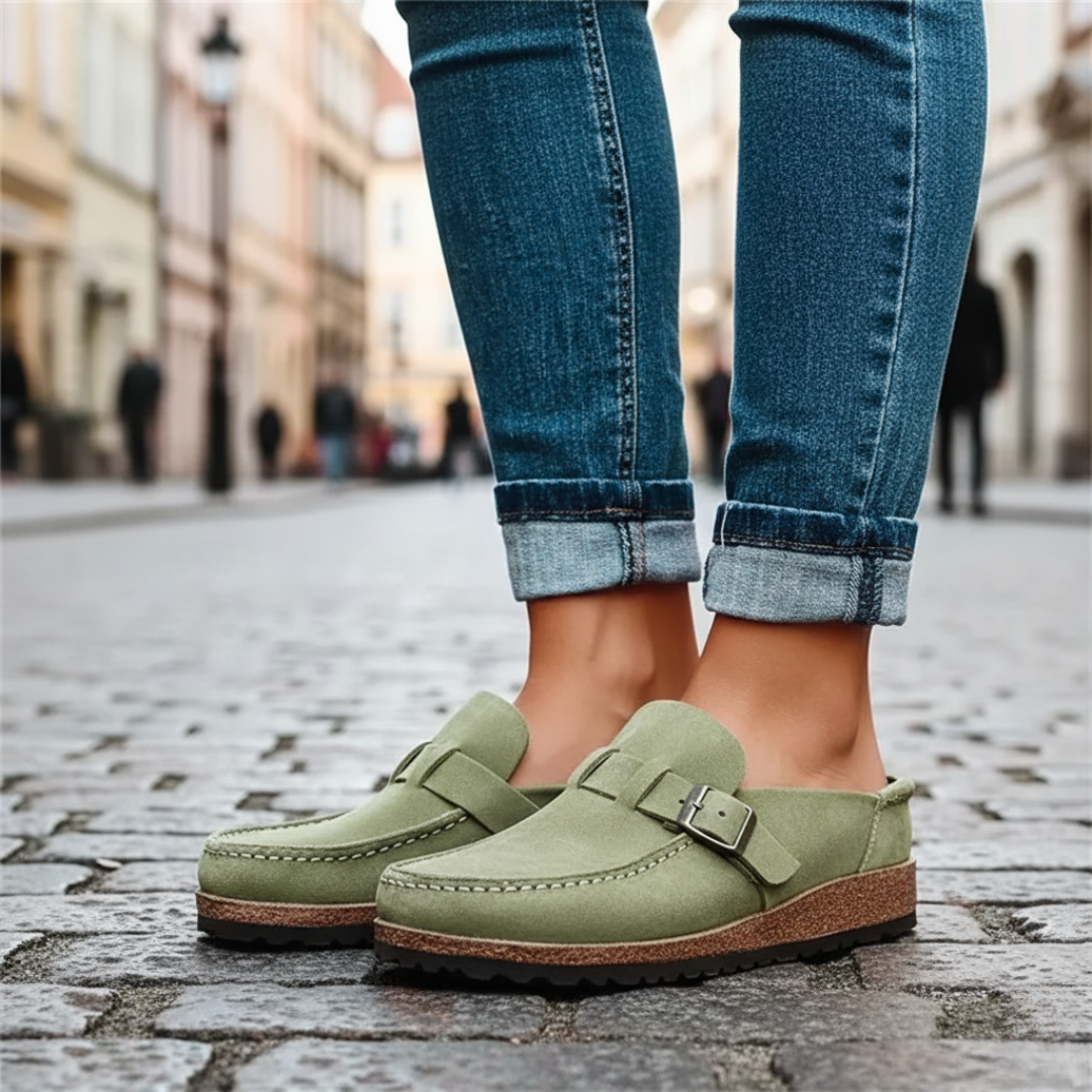 Damen Bequeme Walkingschuhe aus veganem Leder mit rutschfester PU-Sohle – OrthoSlipper
