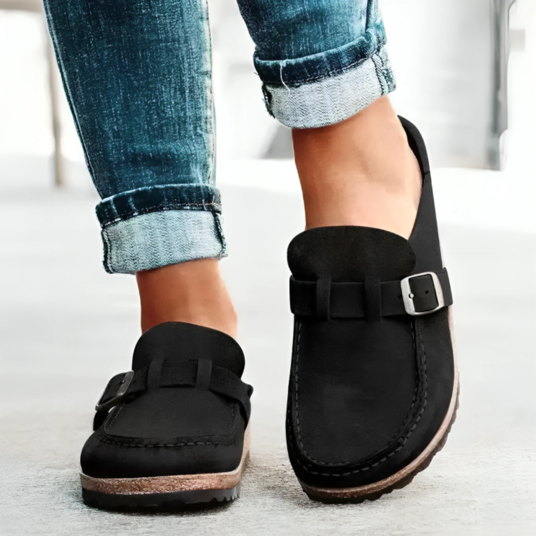 Damen Bequeme Walkingschuhe aus veganem Leder mit rutschfester PU-Sohle – OrthoSlipper