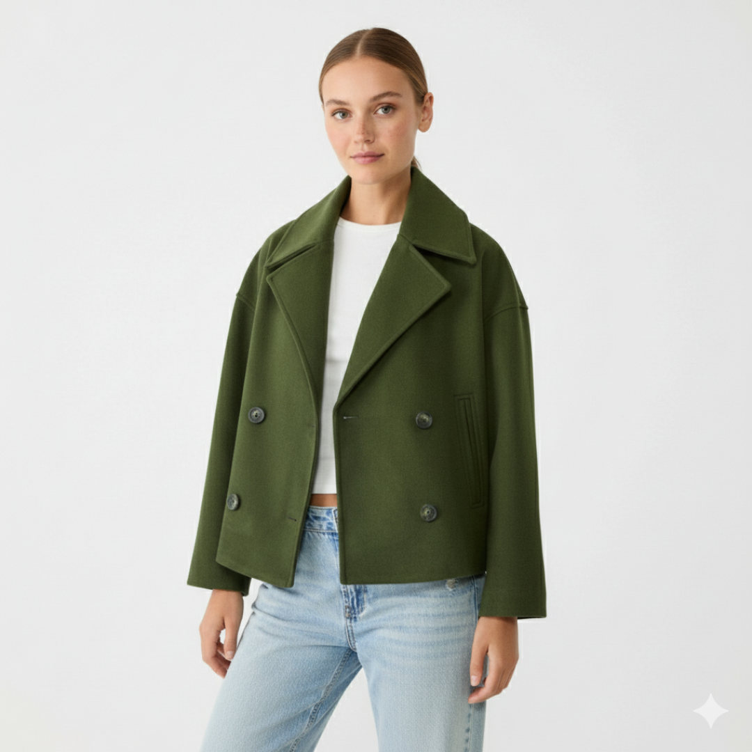 Damen Kurz geschnittener mantel – Vintage Zweireihige Jacke