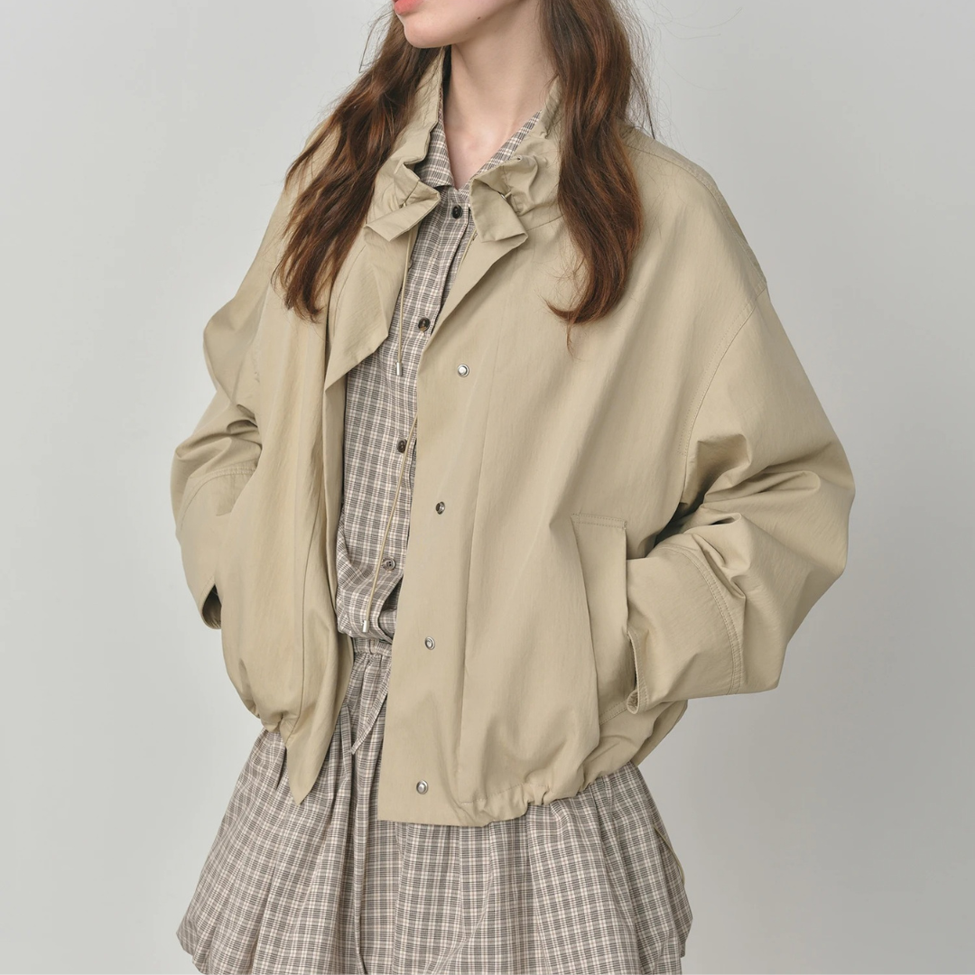 Jacke kurz mit Puffärmeln & Kordelzug – VintageEase Utility Coat