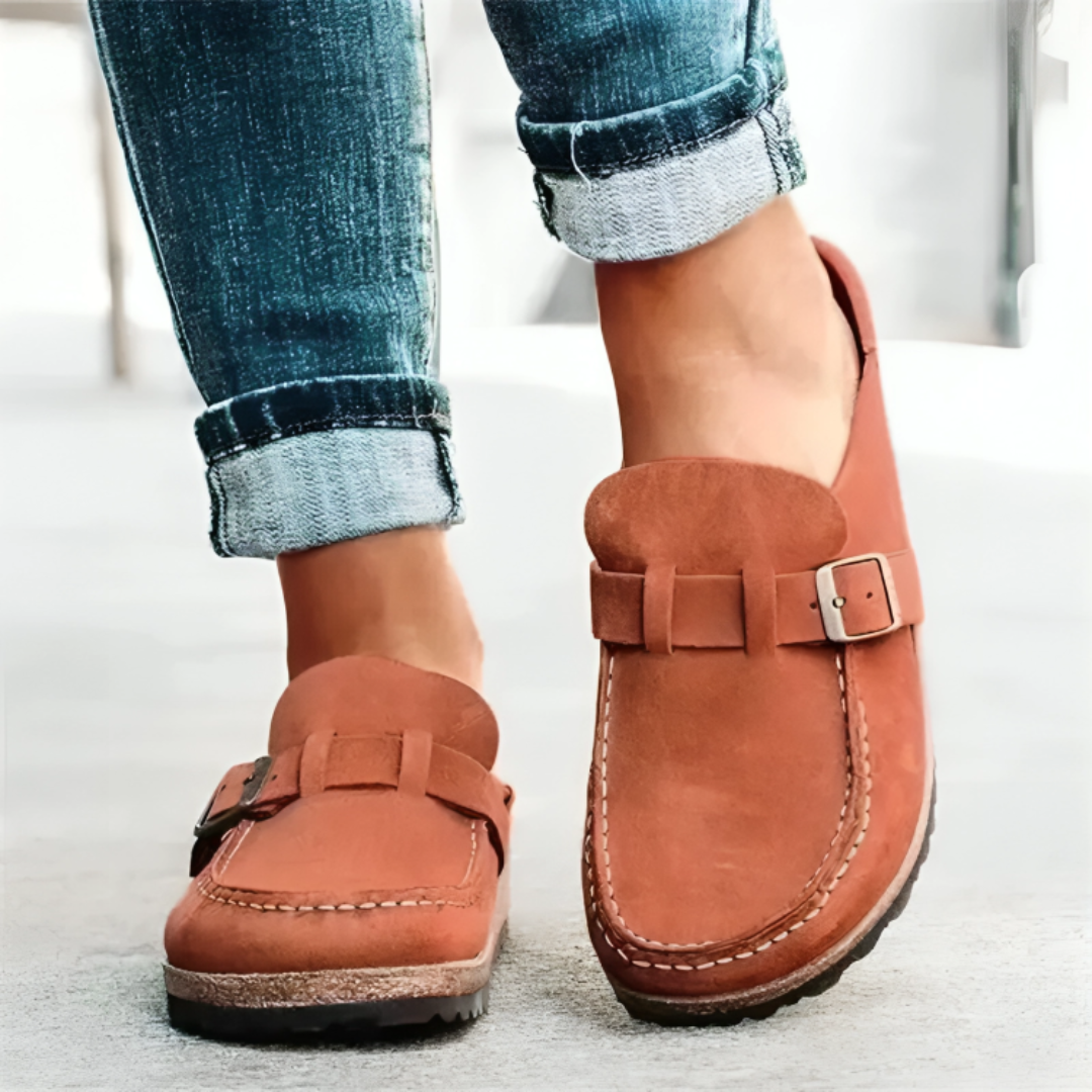 Damen Bequeme Walkingschuhe aus veganem Leder mit rutschfester PU-Sohle – OrthoSlipper