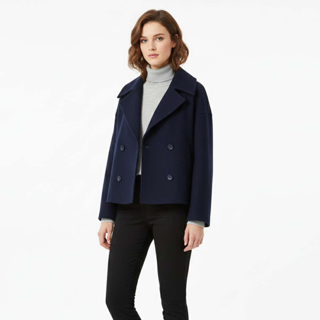 Damen Kurz geschnittener mantel – Vintage Zweireihige Jacke