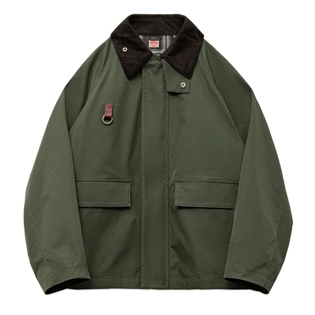 Jacke Damen Retro Grün mit Cordkragen & Reißverschluss – Highland Barn Jacket