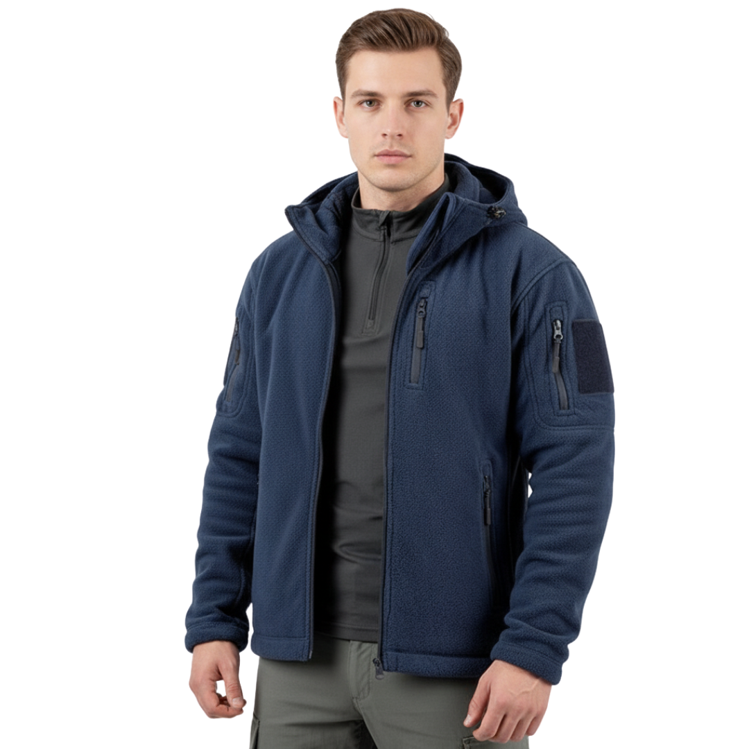 Herren Taktische Fleecejacke – Thermo Outdoor Hoodie mit Reißverschlusstaschen