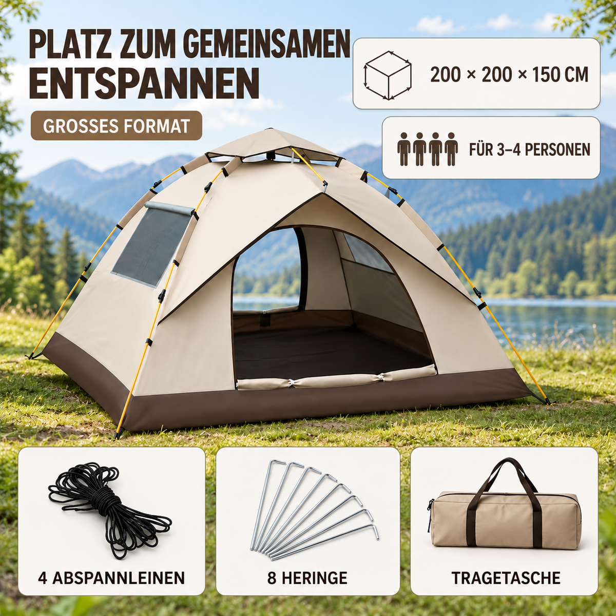 TerraVey | Breezaway Automatisches Pop-Up-Zelt