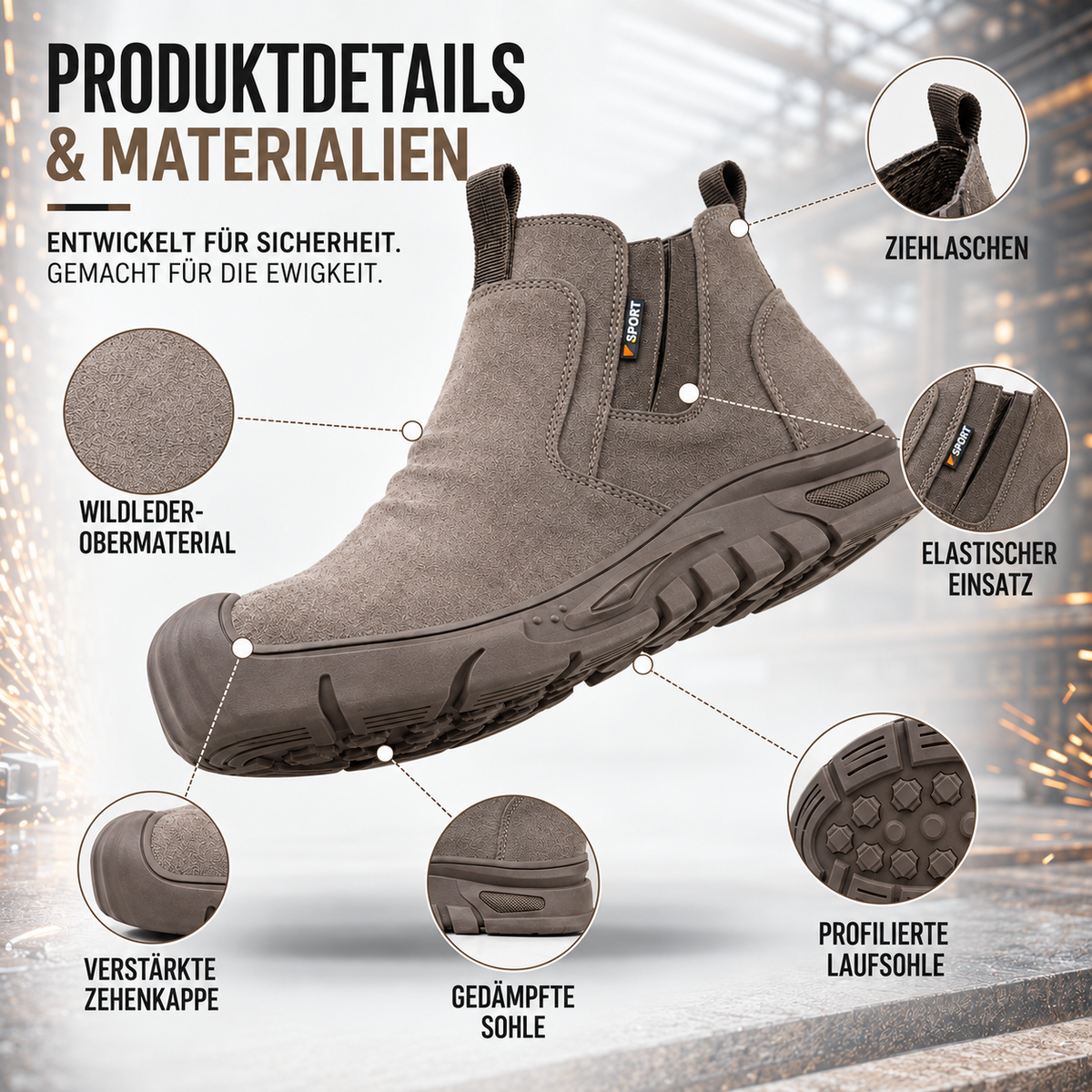 TerraVey | ForgeTread Slip-On Sicherheitsstiefel, knöchelhoch
