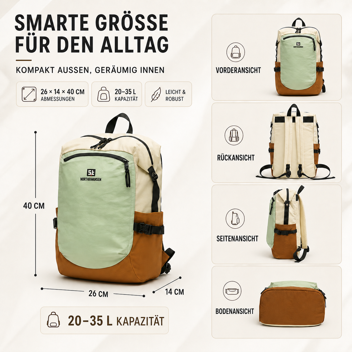TerraVey | Leichter Nylon-Tagesrucksack