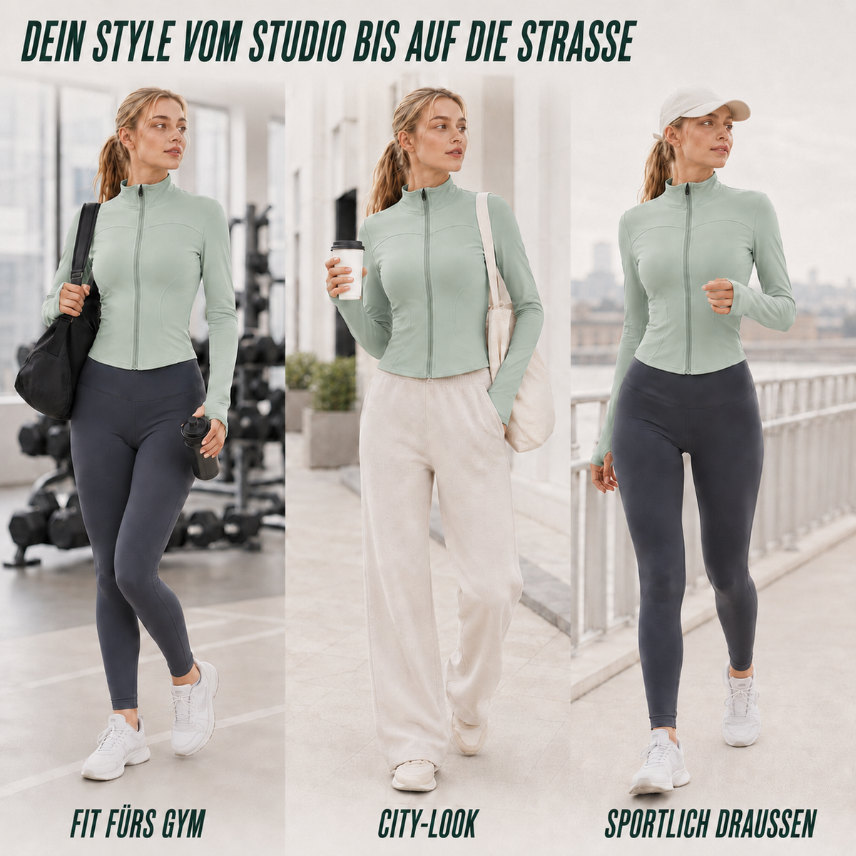 TerraVey | Fluxara Langarm-Trainings-Zip-Jacke figurbetont