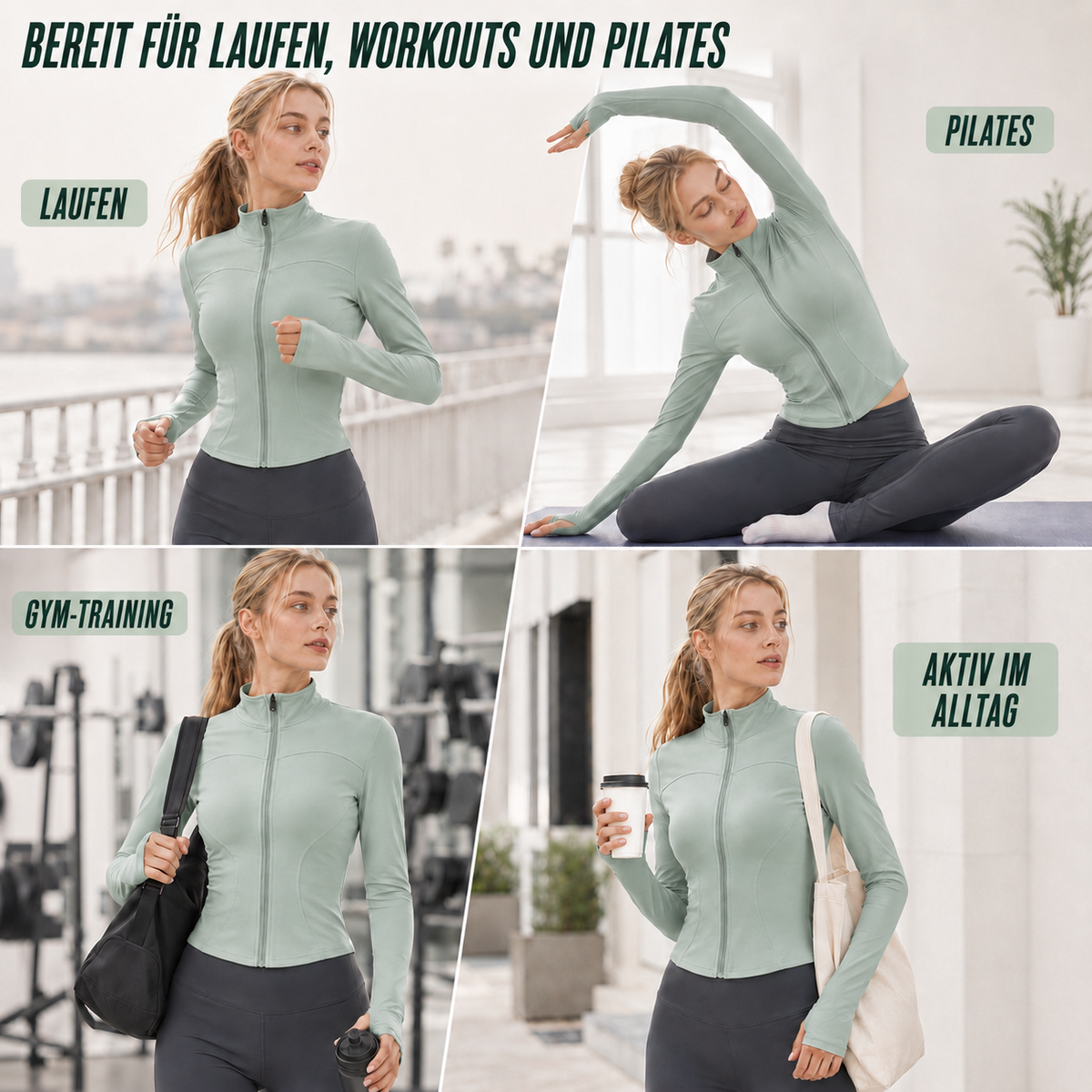 TerraVey | Fluxara Langarm-Trainings-Zip-Jacke figurbetont