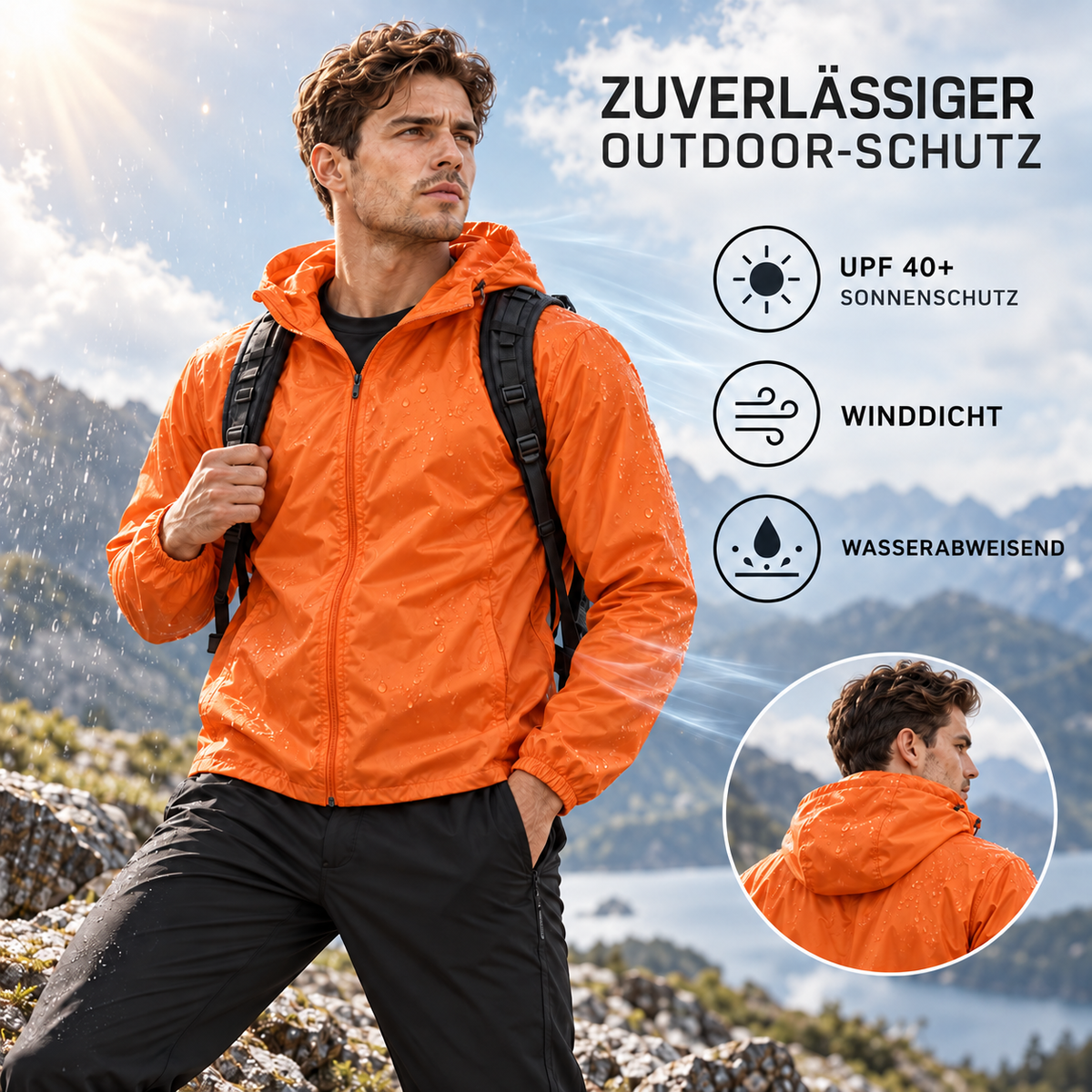 TerraVey | AeroShield Leichte Kapuzen-Herren-Windjacke