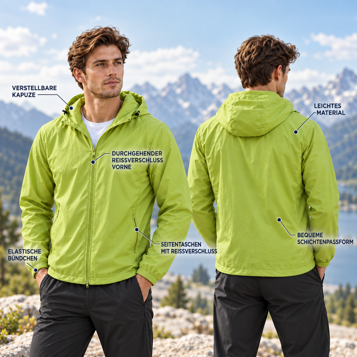 TerraVey | AeroShield Leichte Kapuzen-Herren-Windjacke