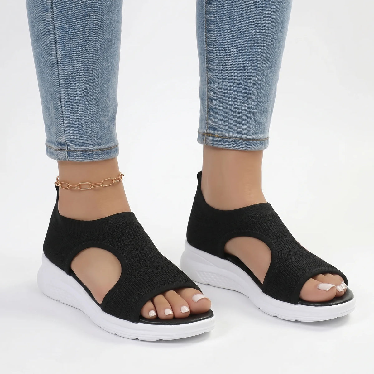 TerraVey | Aerovela Gestrickte Sport-Keilsandalen