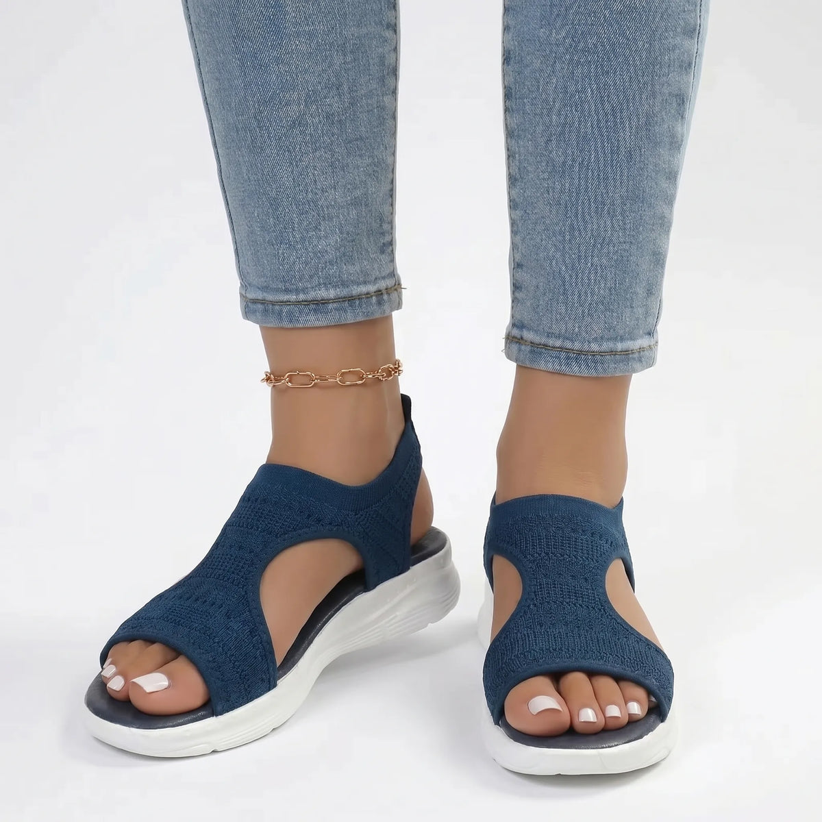 TerraVey | Aerovela Gestrickte Sport-Keilsandalen