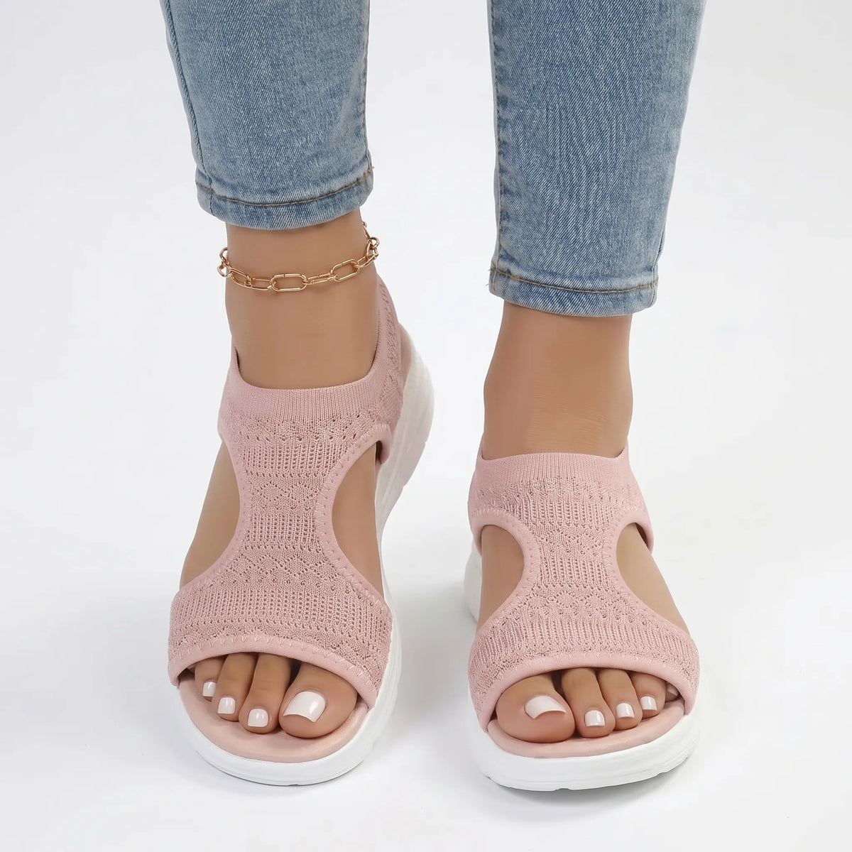 TerraVey | Aerovela Gestrickte Sport-Keilsandalen