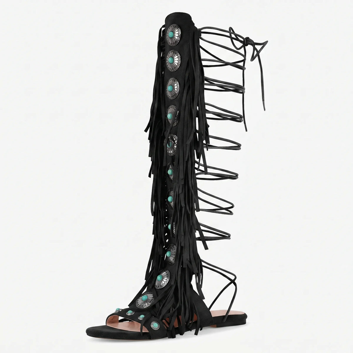 TerraVey | Avelari Knöchelhohe Fransen-Sandalen