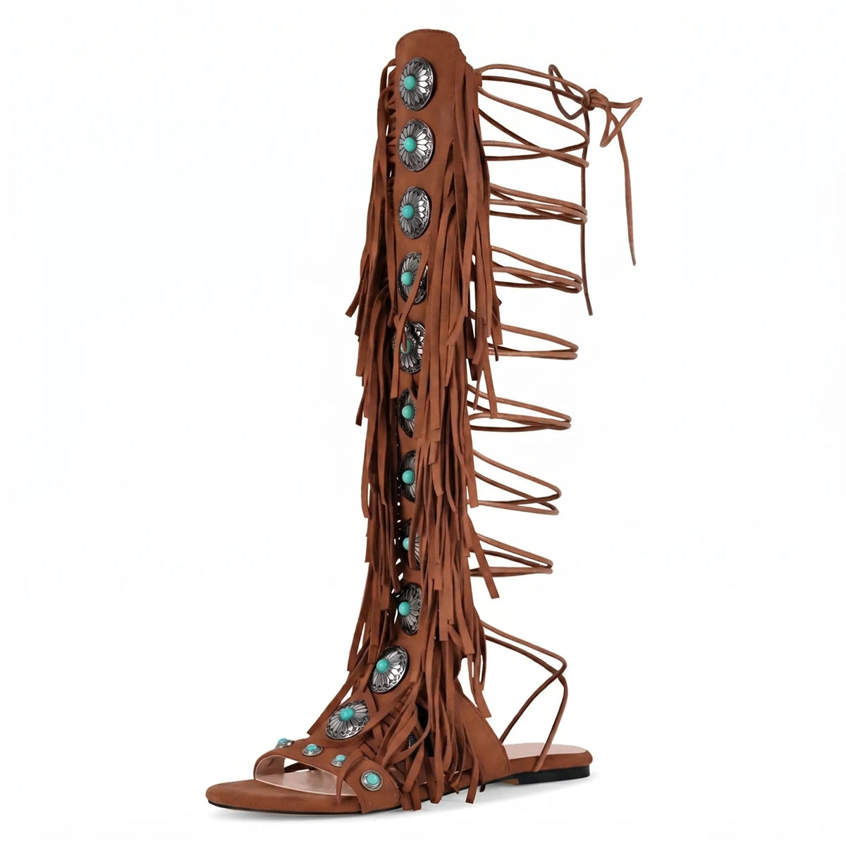 TerraVey | Avelari Knöchelhohe Fransen-Sandalen