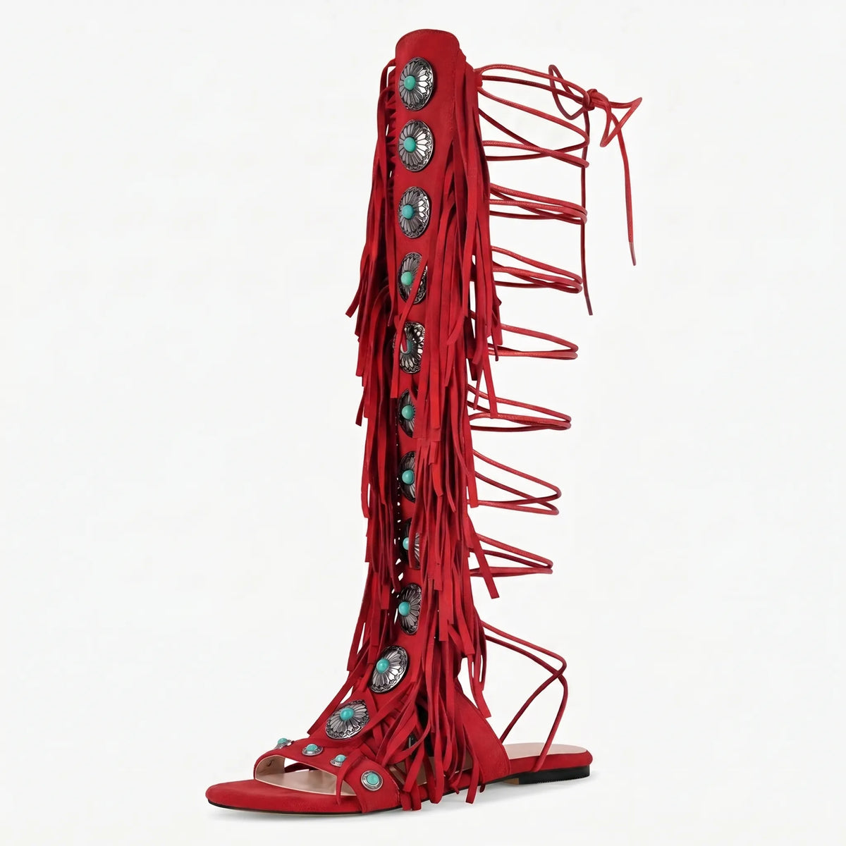 TerraVey | Avelari Knöchelhohe Fransen-Sandalen