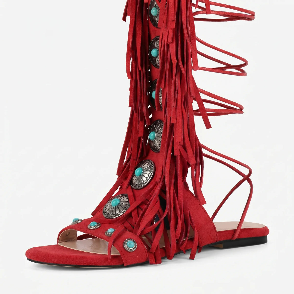 TerraVey | Avelari Knöchelhohe Fransen-Sandalen