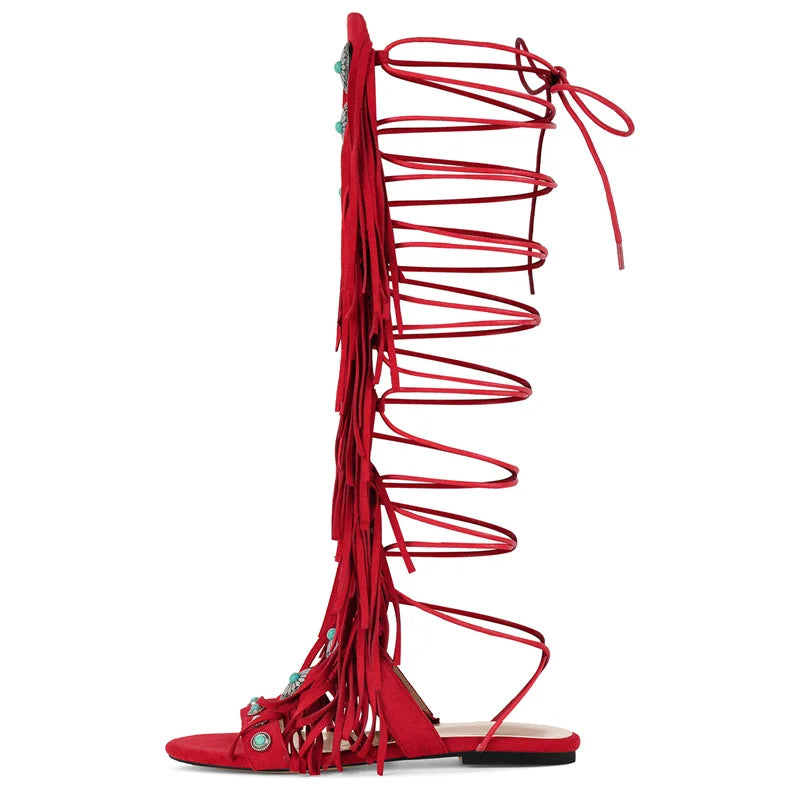 TerraVey | Avelari Knöchelhohe Fransen-Sandalen