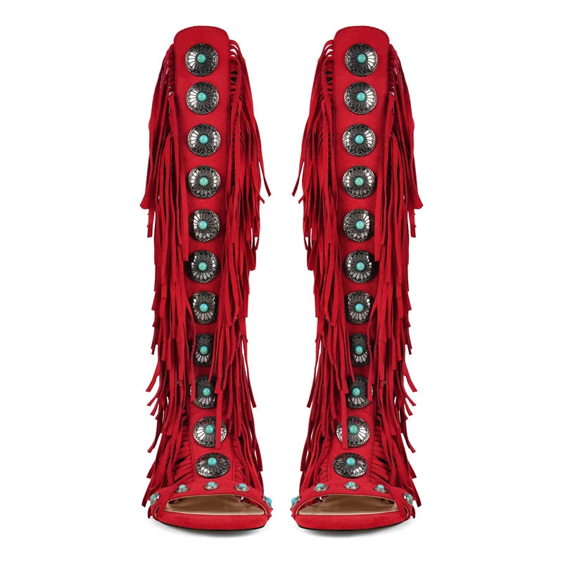 TerraVey | Avelari Knöchelhohe Fransen-Sandalen