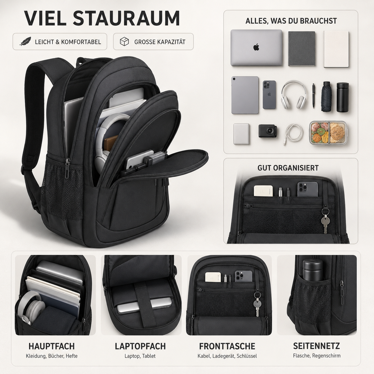 TerraVey | Carryal Großvolumiger Mehrkammer-Rucksack