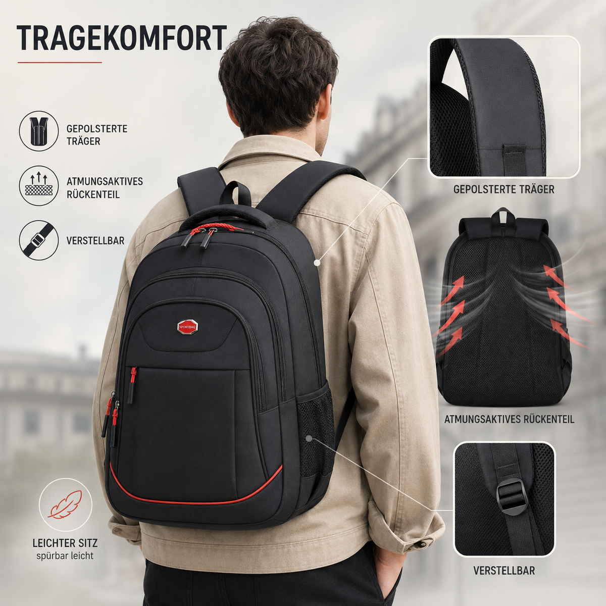 TerraVey | Carryal Großvolumiger Mehrkammer-Rucksack