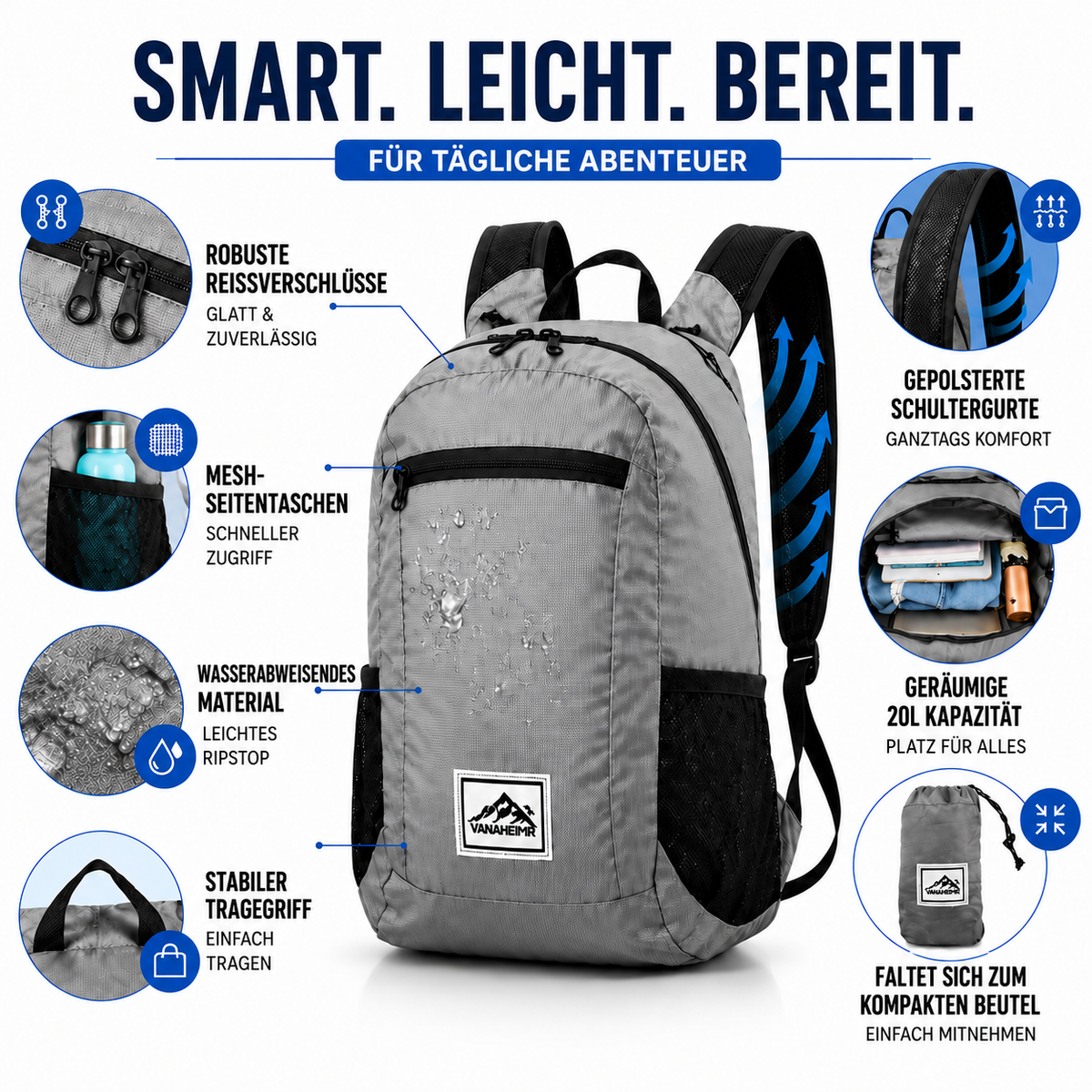 TerraVey | Compactrek Faltbarer 20L Outdoor-Tagesrucksack