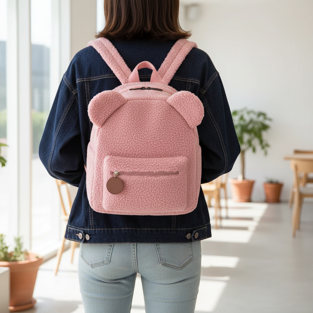TerraVey | Fuzzaro Kleiner Plüsch-Flanell-Rucksack