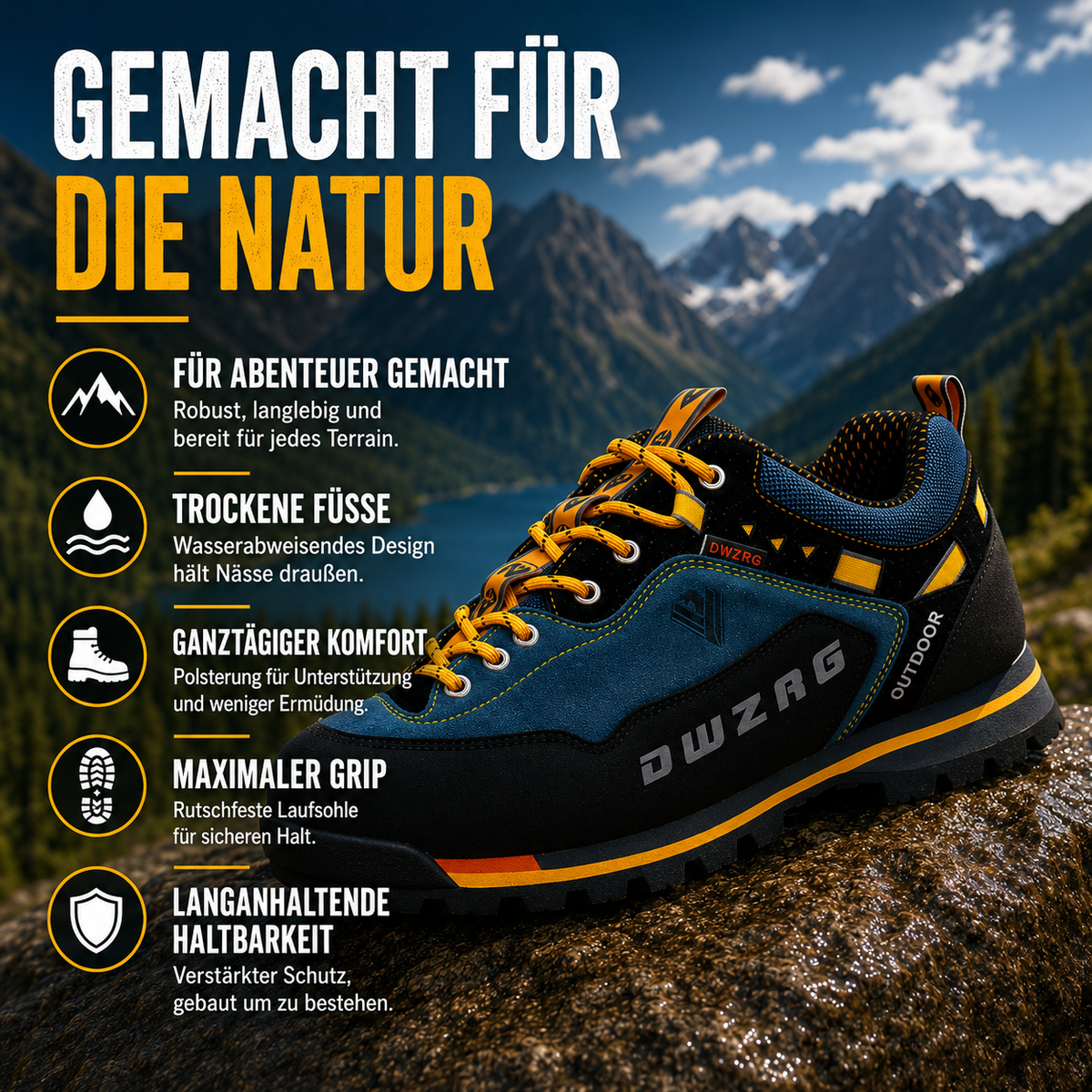 TerraVey | Gripholt Wasserdichte Schnürschuhe Outdoor-Wanderschuhe