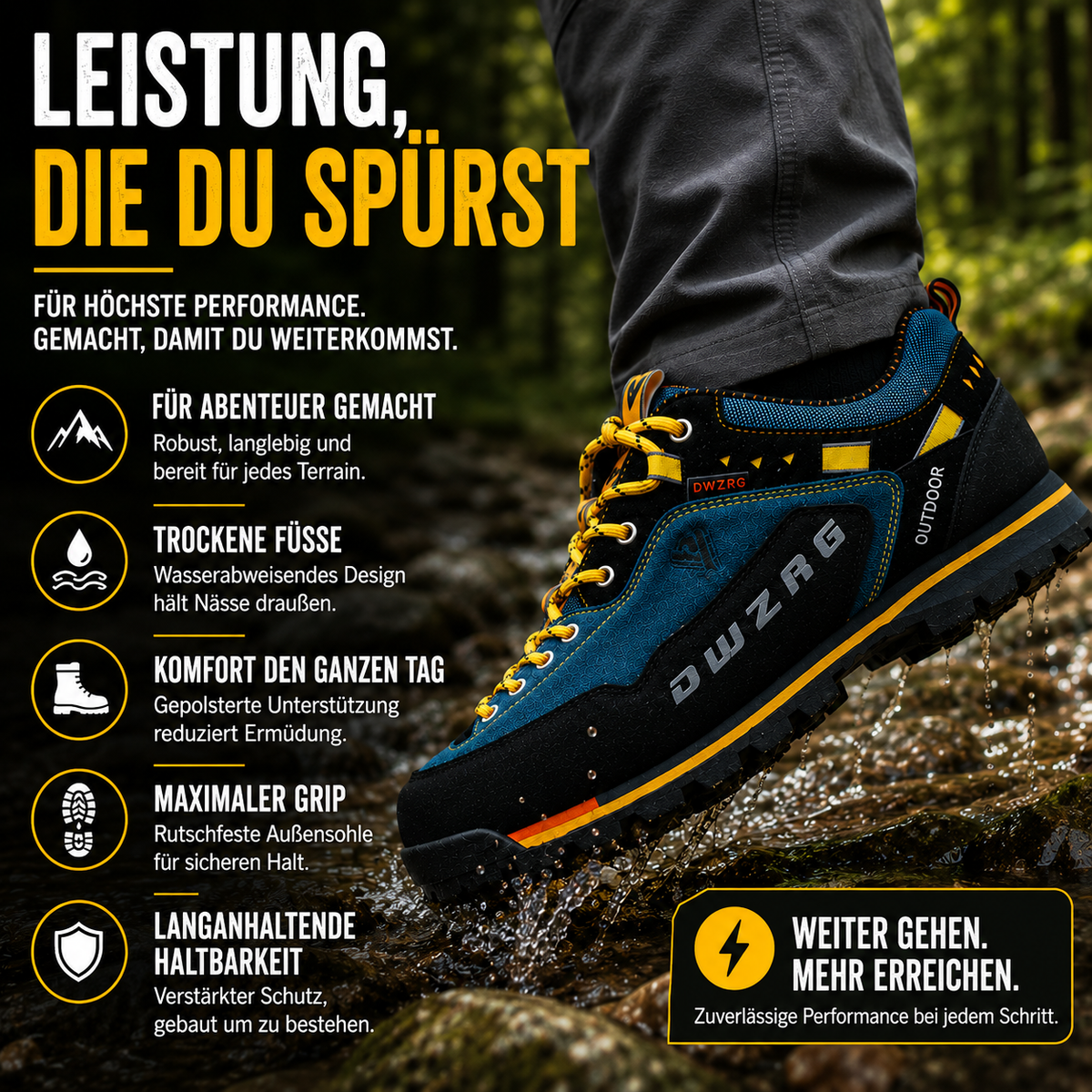 TerraVey | Gripholt Wasserdichte Schnürschuhe Outdoor-Wanderschuhe