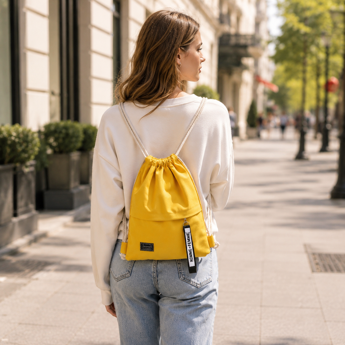 TerraVey | Linenovo Weiches Leinen-Zugbeutel-Rucksack