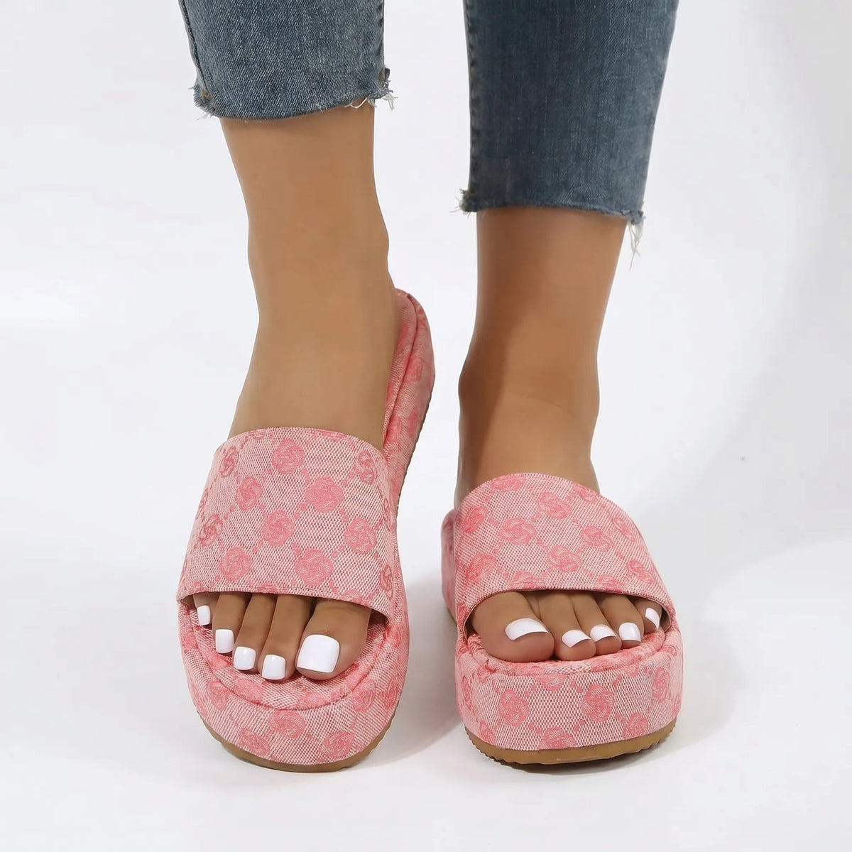 TerraVey | Motivira Gemusterte Flache Slide-Sandalen