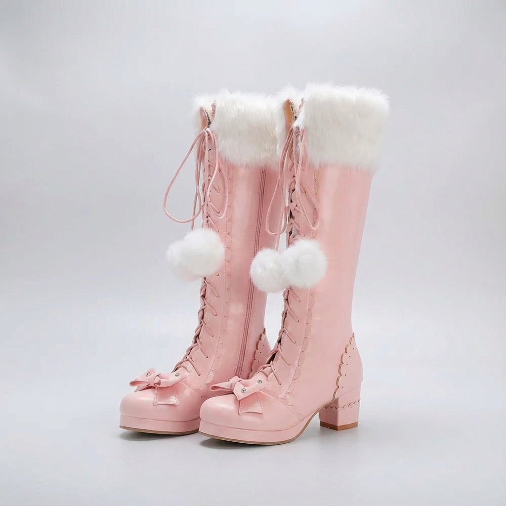 TerraVey | Roselacea Kniehohe Spitzenstiefel